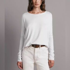 rag & bone white cotton knit crew neck sweater size small